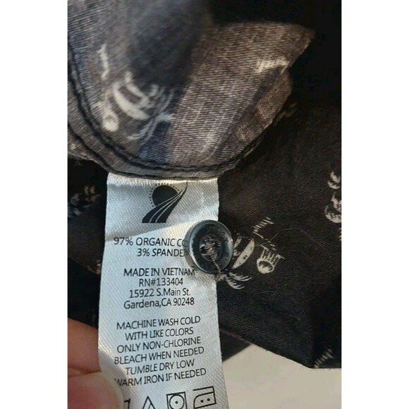 Fundamental Coast Men's Size Large Shirt Top Button Down Black Palm Trees - Picture 10 of 13